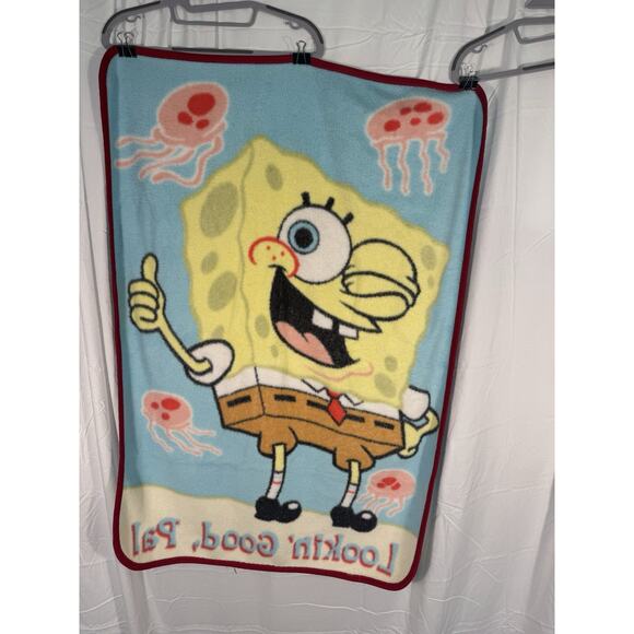 Sponge Bob Square Pants Thick Fleece Blanket 30” x 43”2005 Nickelodeon vintage - Picture 2 of 2